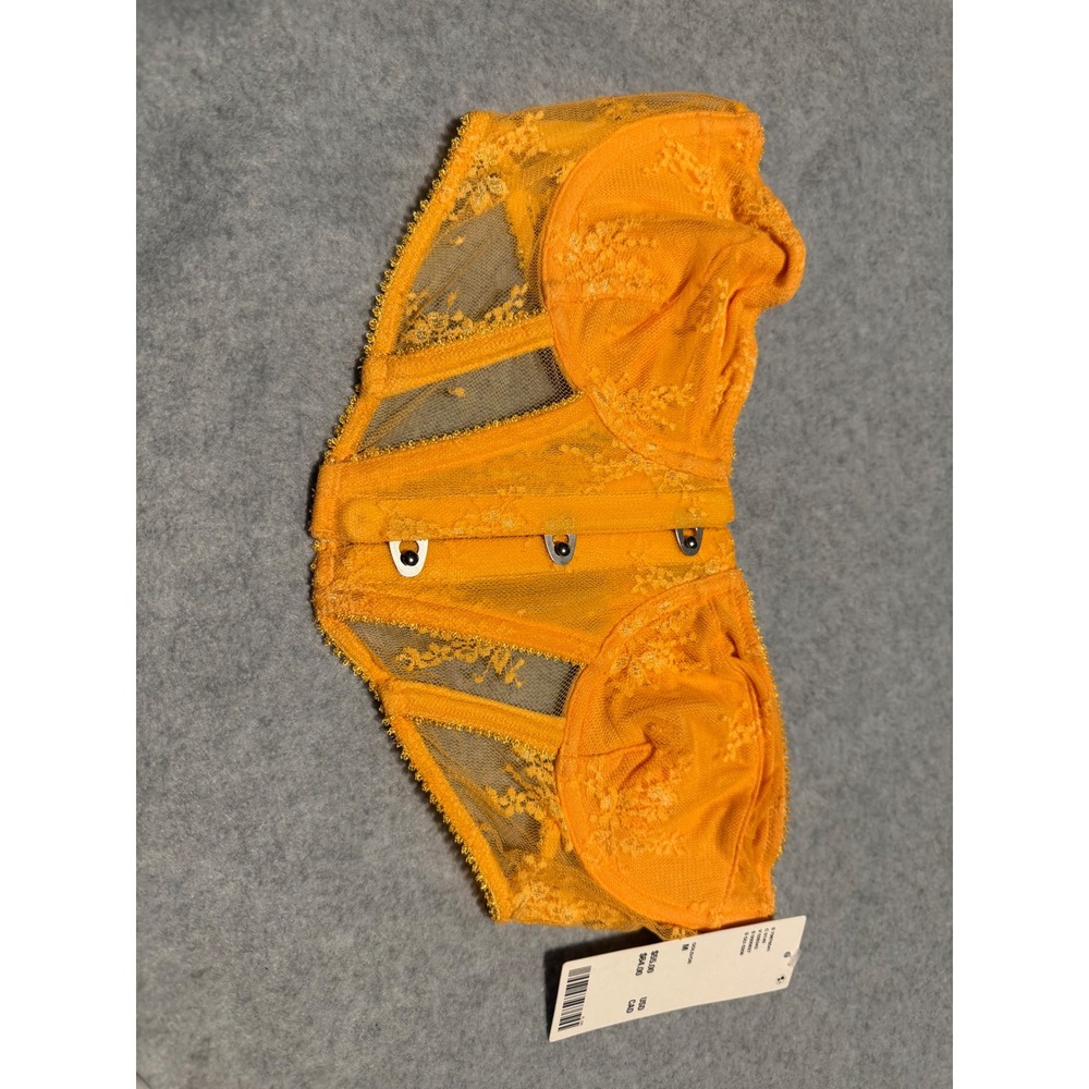Urban Outfitters Out From Under Lace Corset Bustier Top Gold Orange Strapless M